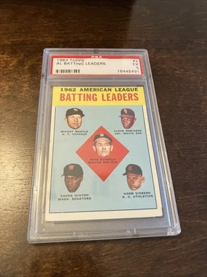 1963 Topps - League Leaders Mickey Mantle, Pete Runnels, Norm Siebern #2 - Image 1 of 4