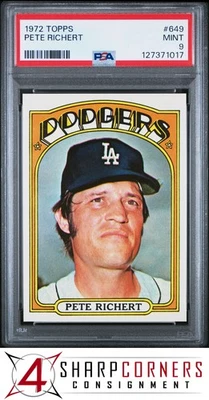 Pete Richert Dodgers 1972 Topps #649 PSA 9 Foto 1 de 3