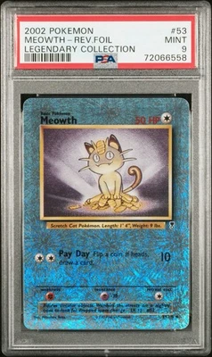 Pokemon Meowth Reverse Holo Legendary Collection #53 PSA 9 MINT WOTC ENGLISH - Image 1 of 3