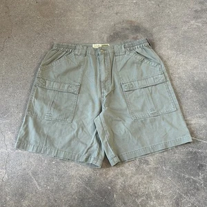 Vintage Cabelas Cargo Shorts Size 38 Green Outdoors Hiking Side Elastic Waist 9" - Picture 1 of 8