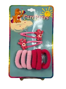 NEW Vintage Care Bears Snap Pink Hair Clip Cheer Bear Rainbow Y2K Hair Ties 2003 - Picture 1 of 4