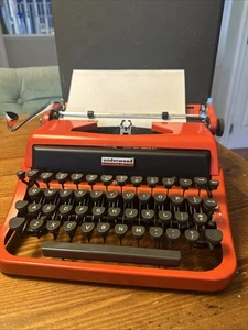 Vintage Rare RED Underwood Golden Touch Quiet Tab Universal Typewriter w/Case A+ - Picture 1 of 24