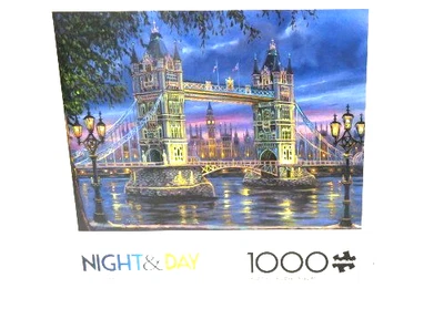 New! Buffalo Games 1000 Piece Puzzle Night & Day London Bridge, Sealed - Image 1 of 2