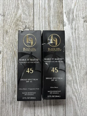Солнцезащитный крем для девочек Black Girl Make It матовый ГЕЛЬ — SPF 45–0,7 унции без жестокости упаковка 2 шт. - Изображение 1 из 4