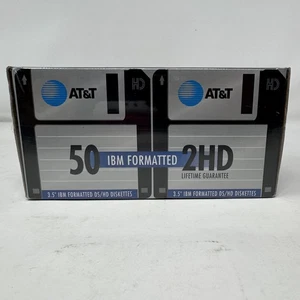 AT&T 3.5" Floppy Disks 2HD DS/HD IBM Formatted 1.44MB – 50 Pack Sealed New - Picture 1 of 5