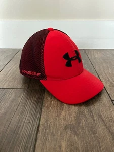 Under Armour Golf Youth SM/MD Red Unisex Kids Sports Fitted Hat Mesh - Picture 1 of 8