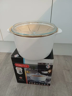 NEU/VERPACKT PYROFLAM 3 LITER 20 CM WEISS AUFLAUFFORM MIT DECKEL MADE IN FRANCE - Bild 1 von 4