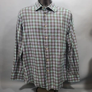 Camisa Tattersall London azul gris blanco a cuadros con botones para hombre talla 16,5 34/35 - Imagen 1 de 6