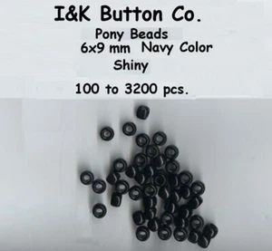 100 a 400 piezas. Cuentas de pony artesanales de plástico color marino de 6 x 9 mm - Imagen 1 de 1