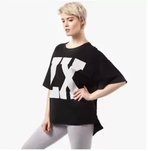 Adidas ZX Womens T-Shirt L Black Cotton Blend Logo Trefoil Spellout Streetwear - Picture 1 of 11