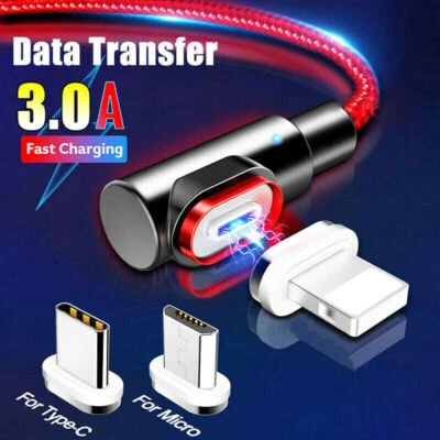 Magnetic Type C Micro USB 3A Fast Charging Charger Data Cable For Samsung Xiaomi - Image 1 of 4