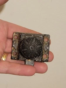 Antique VICTORIAN Cast Iron ROUND KNOB Spring Loaded Cabinet Latch - NO KEEPER - Picture 1 of 8