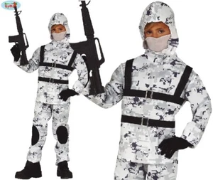 Childs Arctic Soldier Fancy Dress Costume Kids Boys Sniper Military Outfit fg - Picture 1 of 9
