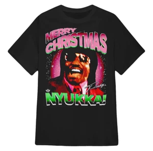 Merry Christmas Nyukka Pinky Black T-Shirt S-5X - Picture 1 of 3