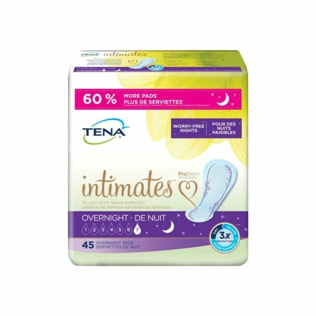 TENA Intimates Overnight Incontinence Pads for Women, 45 pcs (Pack of 2)