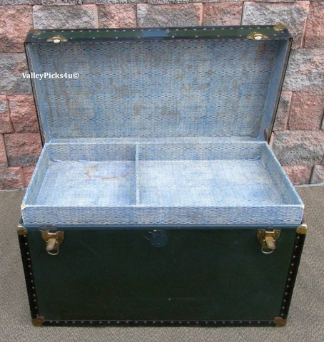 Vintage WILBUR GUTH'S  Allentown Steamer Travel Trunk Storage stand Coffee Table Cover
