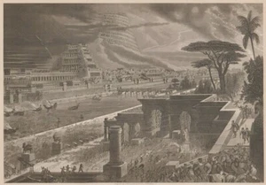 Jardines de Babilonia Tomado Placa Religiosa Arte Página 1882 BIBLIA por Ciro Grabado - Imagen 1 de 10
