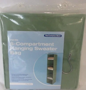 The Container Store 6 Compartment Hanging Sweater Bag Verde Green New Old Stock - Picture 1 of 6