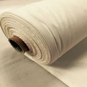 Calico Cotton Fabric Natural Canvas Plain 60" Woven Medium Weight 25 Meter Roll - Picture 1 of 2