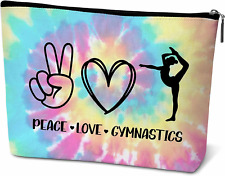 Peace Love Gymnastics Makeup Bags for Teens, Girls Gymnastics Gifts for Players 