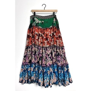 BHANUNI BY JYOTI Anthropologie Anarosa Tiered Maxi Skirt Floral size 10 - Picture 1 of 8