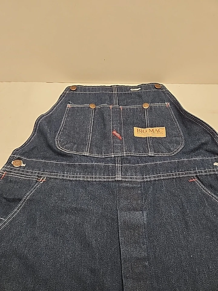 Nuevo Mono con tirantes de mezclilla Big Mac sin etiquetas hecho en EE. UU. Para hombres 36x29 faltan correas Foto 1 de 4