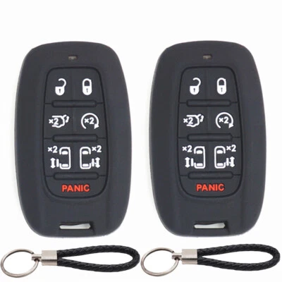2Pc 7 Buttons Silicone Smart Key Case Fob Cover Keychain for Chrysler Pacifica Foto 1 de 4