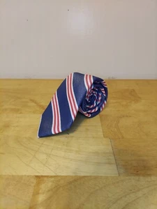 Corbata para hombre Nautica roja blanca azul rayas diagonales - Imagen 1 de 5