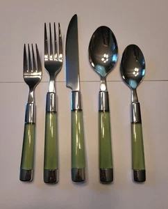 Cambridge Silversmiths LTD 40 Pcs Set Service For 8 Green Handles Flatware  - Picture 1 of 6