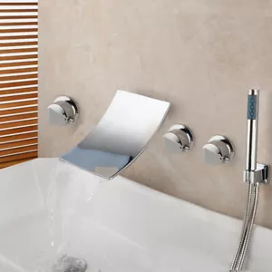 Set doccia a cascata 5 pezzi vasca vasca rubinetto doccia tre manopole con portatile - Foto 1 di 2