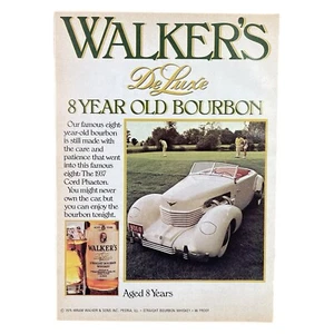 Anuncio impreso whisky Walkers Deluxe 8 años 1976 5,25x7,25 vintage años 70 Cord Phaeton - Imagen 1 de 2