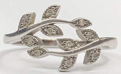 VTG Adjustable Sterling 925 IBB CN Marcasite Floral Vine Leaf Wrap SZ 7.25 Ring - Image 1 of 4