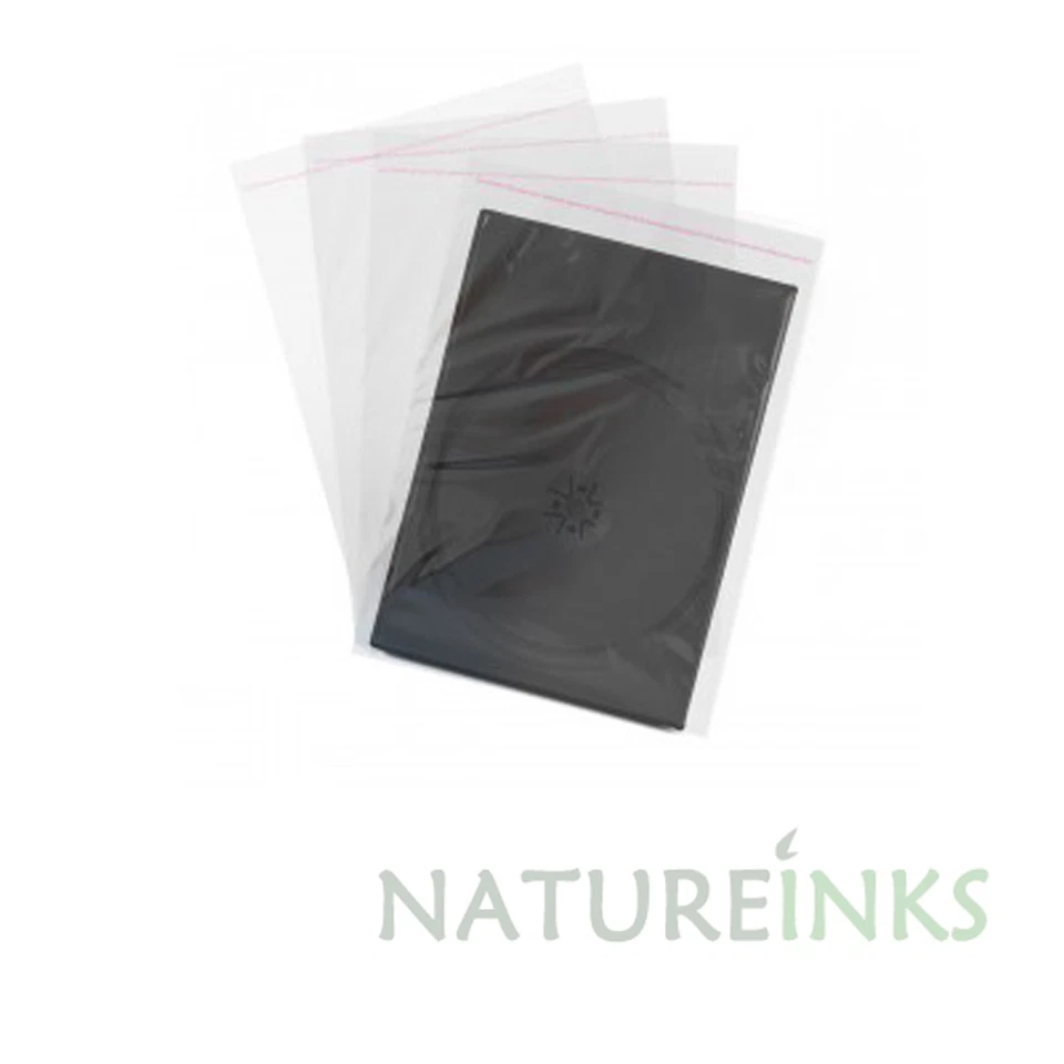 200 clear DVD 14mm case wrapping plastic sleeves wrap cover Resealable Flap - Image 1 of 1