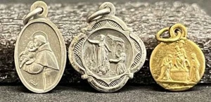 Vintage x3 Heiliger Antonius von Padua, Franz von Assis, Fatima, Flores Jungfrau Medaillen - Bild 1 von 11