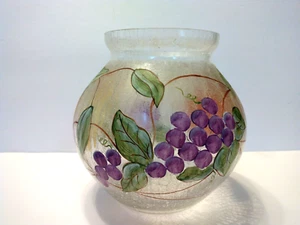 Crackle Glass Vase Vintage Hand Painted 8" Tall - Picture 1 of 6