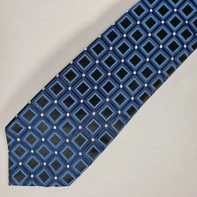 Corbata de cuello SEANJOHN para hombre, corbata 100 % seda, azul y negro, regalo día de Navidad Foto 1 de 4