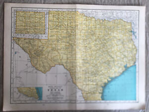 c. 1941 Texas Original Rand McNally Atlas Map