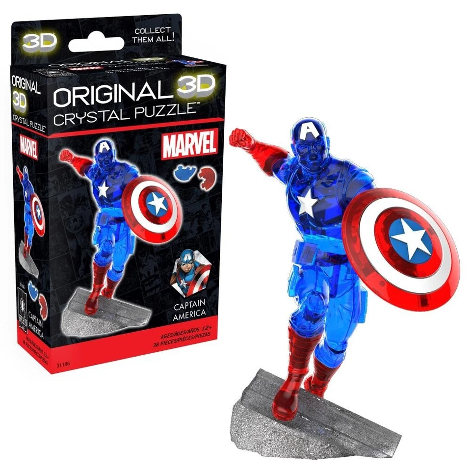 Rompecabezas de cristal BePuzzled 3D con licencia Disney Marvel Capitán América Foto 1 de 1