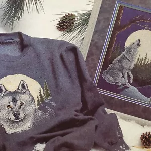 True Colors Wolves By Moonlight Wild Dogs Alaska S.M. Casper Cross Stitch Chart - Picture 1 of 3