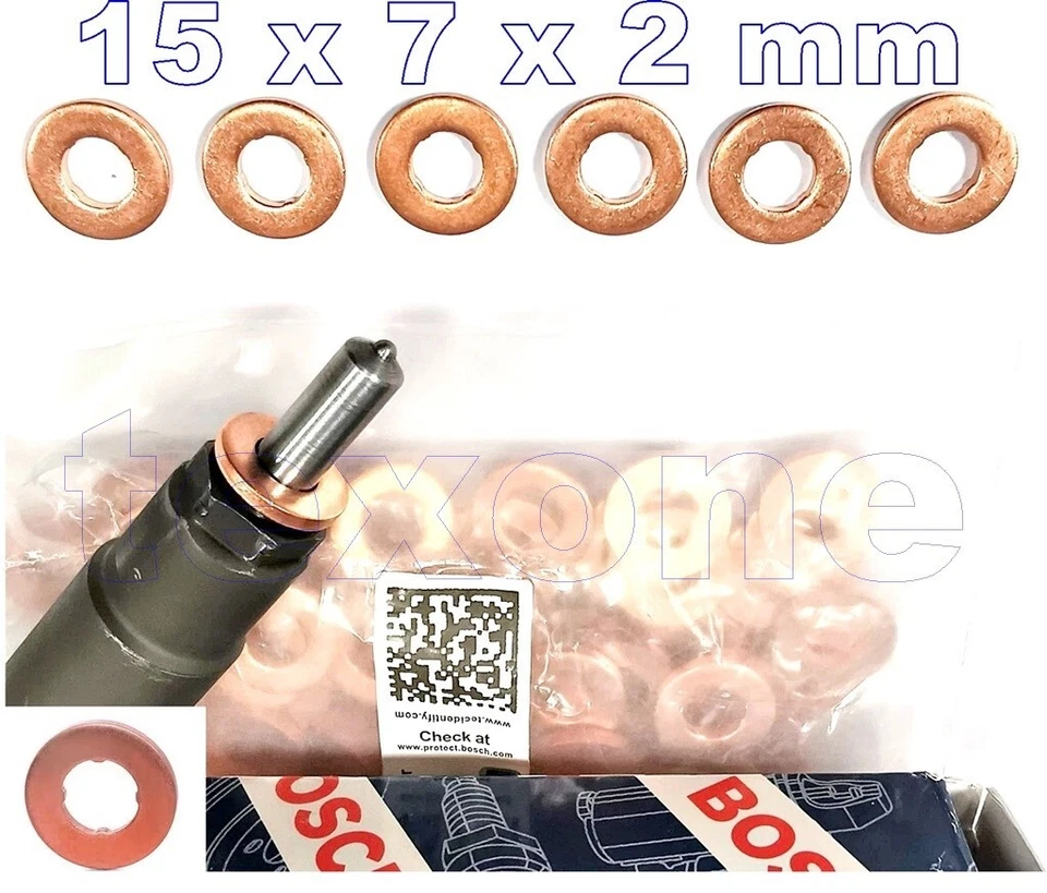 6 x Dichtring Kupferscheibe Injektor F00VC17503 BMW Mercedes CITROËN Audi Mazda - Bild 1 von 4