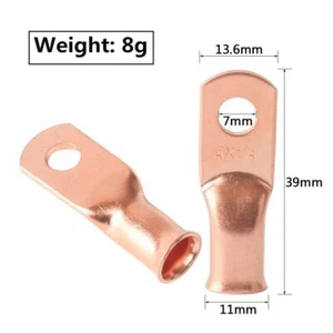 5PCS Hole Terminal 4 Gauge Ring 1/4" Battery Lug Bare Copper Un-Insulated AWG - Picture 1 of 4