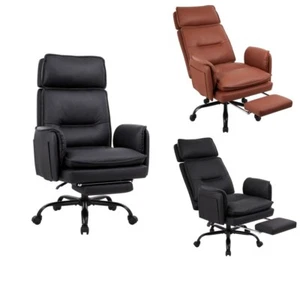 Big & Tall Office Chair 500lbs PU Leather, Adjustable Headrest Footrest Lumbar - Picture 1 of 24