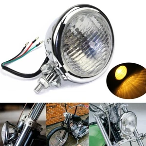 Vintage Style 4.5" Round H4 Headlight Headlamp For Harley Chopper Cafe Racer New - Picture 1 of 11