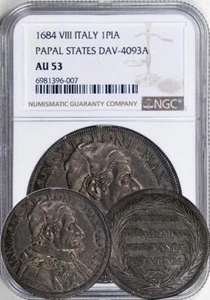 Italy: Papal States. Innocent XI Piastra (Scudo) Anno VIII 1684. NGC AU-53 - Picture 1 of 1
