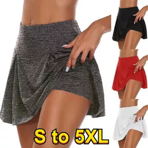 Women's Sport Skort Gym Yoga Workout High Waist Tennis Shorts Skirt PLUS SIZE - Picture 1 of 15