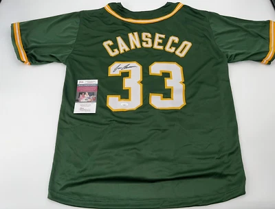 OAKLAND A'S JOSE CANSECO AUTOGRAPHED STITCHED CUSTOM GREEN JERSEY JSA COA - Image 1 of 3