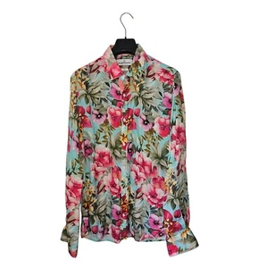 Men's EUROPANN Luxury 100% LINEN Saint Tropez FLORAL Pattern SHIRT 2 M *VGC* - Picture 1 of 10