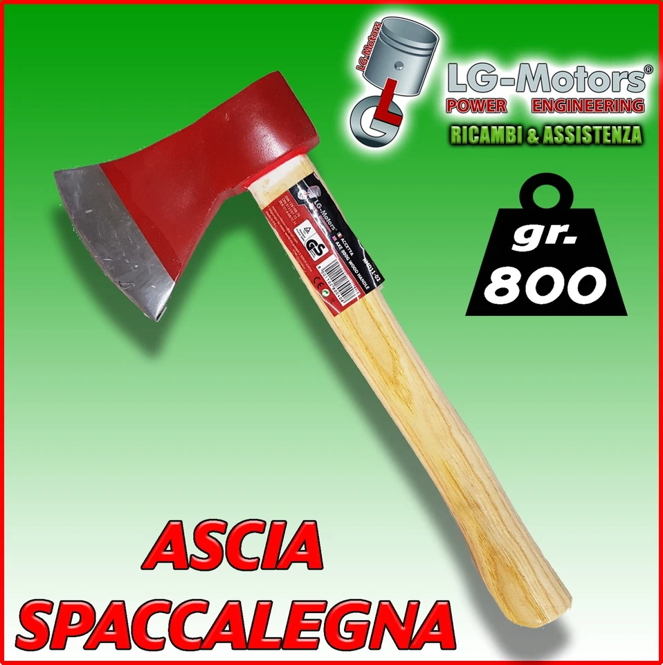 ASCIA ACCETTA SPACCALEGNA MANUALE 800gr MANICO IN LEGNO ROBUSTA TOP QUALITY - Immagine 1 di 1