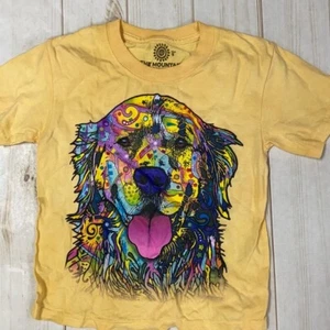 The mountain kids small lab dog t-shirt yellow short sleeve **spots stains** - Picture 1 of 4