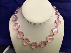 Golden Stella Handcut Crystal 18" Pink Choker Necklace - Foto 1 di 9